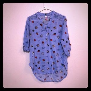 Cute blue top size Large